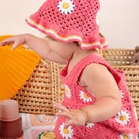 Granny Square Kinderhoedje met bloemen Haakpatroon-2