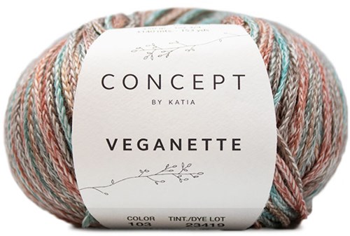 Veganette Omslagdoek Breipakket 2 Rust Brown / Brown / Green-Blue