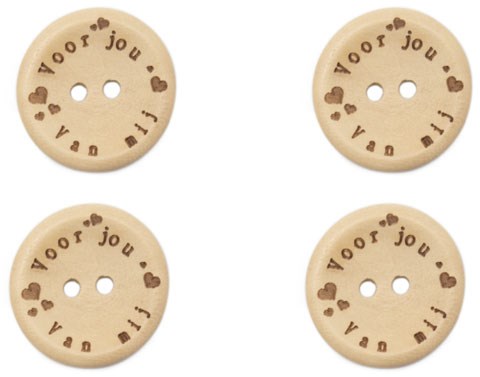 Durable Houten Knopen Voor Jou Van Mij 20mm 4 stuks
