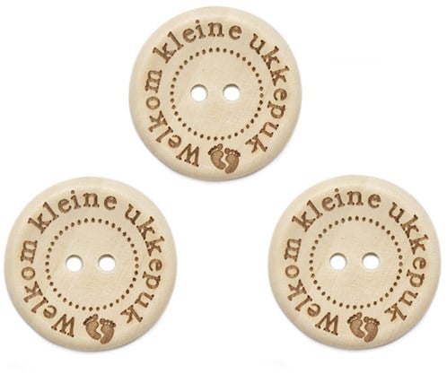 Durable Houten Knopen Welkom Kleine Ukkepuk 25mm 3 stuks
