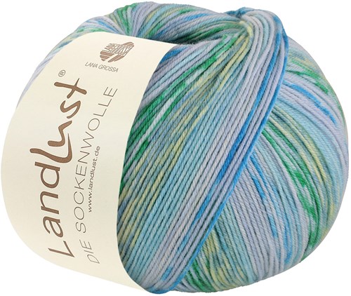 Lana Grossa Landlust Die Sockenwolle 426 Groen/blauw/lichtgrijs/lichtturquoise/turquoise blauw/grijs/lichtgroen