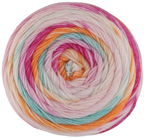Lana Grossa Meilenweit 100 Dusk 6209 Fuchsia/roze/Crème/citrusgeel/turquoise/oranje