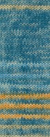 Lana Grossa Meilenweit 100 Merino Extrafine Luna 4113 Petrol/grijsblauw/lichtoranje/beige/lichtblauw-3