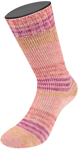 Lana Grossa Meilenweit 100 Merino Extrafine Luna 4117 Roze/mosterdgeel/fuchsia/erica-2