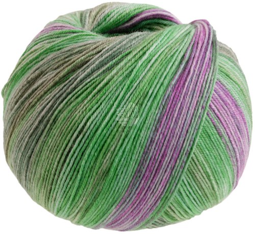 Lana Grossa Meilenweit 100 Seta Piano 3612 Mosgroen/jade/witgroen/fuchsia
