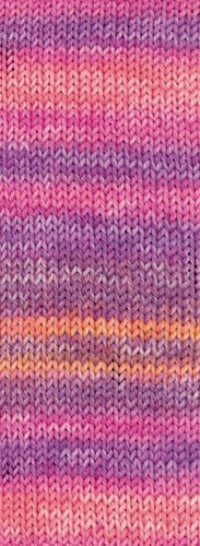 Lana Grossa Meilenweit 100 Seta Piano 3613 Oranje/blauwviolet/roze/aardbei/zalmroze-3