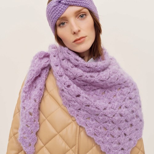Fashion Mohair Merino Chunky Puntsjaal Haakpakket 010 Lilac