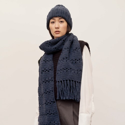 Essentials Super Aran Sjaal Haakpakket 012 Navy Blue-3