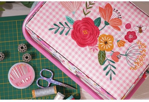 Naaimand Medium Embroidered Floral Garden Pink-3