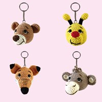 Sleutelhanger Set 4 vos, aap, beer en bijtje - Sandra Bekx Haakpakket-3