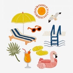 Borduurpatroon Day at the Pool