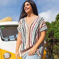 Paraiso Zomertop Breipakket Ecru-Orange-Brown-Green blue-Pearl blackberry maat M