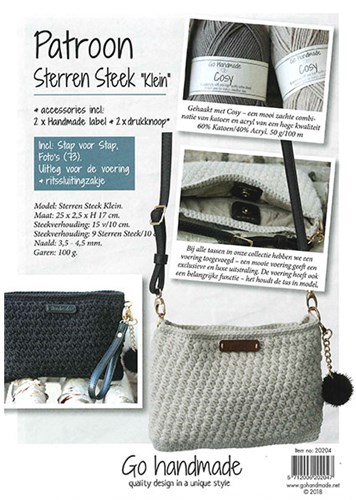 Go Handmade Patroon Sterren Steek Tas Klein