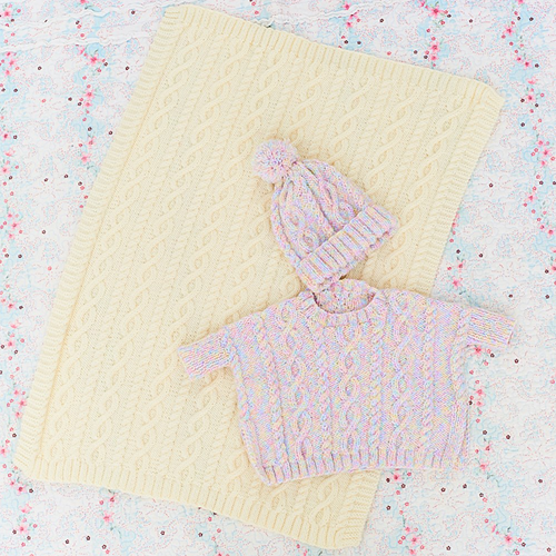 Breipatroon Stylecraft Sweet Dreams Baby Poncho, Blanket & Hat-2