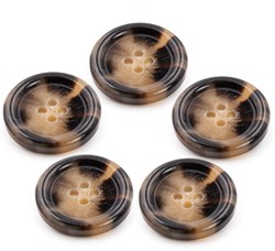 PPY Knopen Glanshoorn-Effect Set 5 Stuks 2170 Donkerbruin 4-gaats knopen