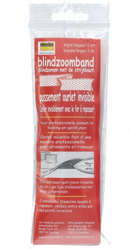 Antex Blindzoomband Vlies 40 mm x 5 meter Strijkbaar 230 Wit