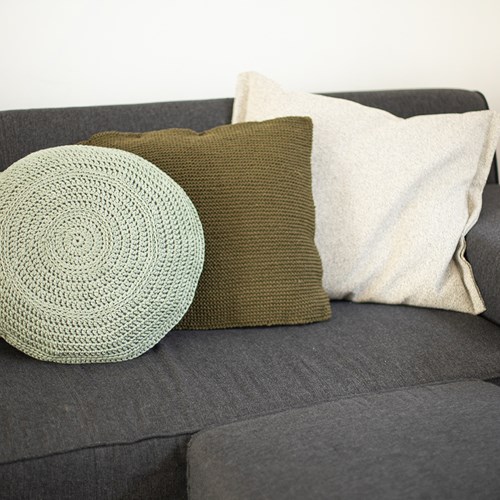 Acrylic Ribbon Rond Kussen Haakpakket 1 Misty green-2