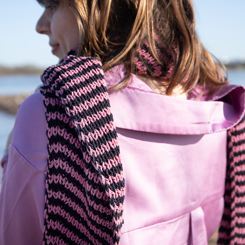 Strepen Sjaal Breipakket 001 Black & Pink-3