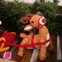 kerstman met slee detail foto 1 wolplein haakpakket