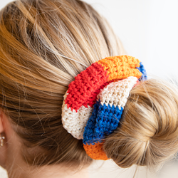 Haakpatroon Scrunchie Koningsdag Rood, Wit, Blauw