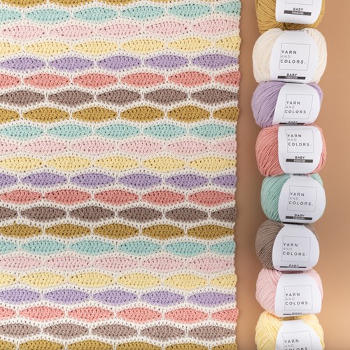 Yarn and Colors Stripy Waves Blanket Haakpakket 005 Clay