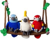 YarnZoo Vogels Haken: 3 vogels op een stokje Haakpakket-3