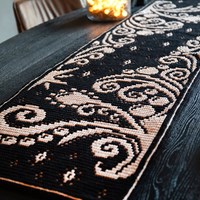 Cheer Kerst Tafelloper Zwart Large Garenpakket - Exclusief Patroon-2