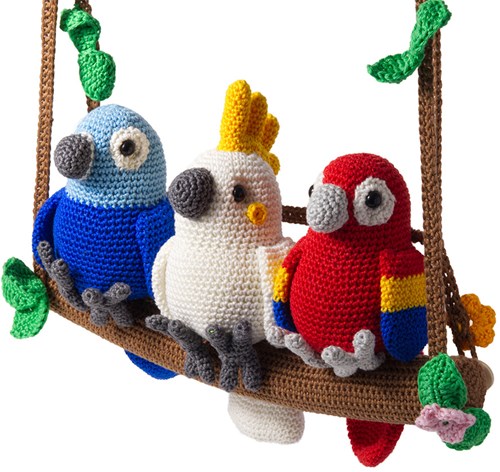 YarnZoo Vogels Haken: 3 vogels op een stokje Garenpakket