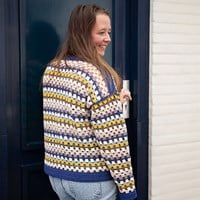 Granny Stripe Sweater Haakpakket Boord Blauw S/M-3