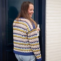 Granny Stripe Sweater Haakpakket Boord Geel L/XL-3