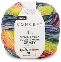 Katia Symmetric Socks & More - Crasy 100 Geel Blauw Rood Groen