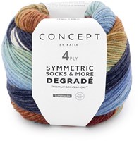 Katia Symmetric Socks & More - Degradé 080 Blauw-Oker-Wijn Rood