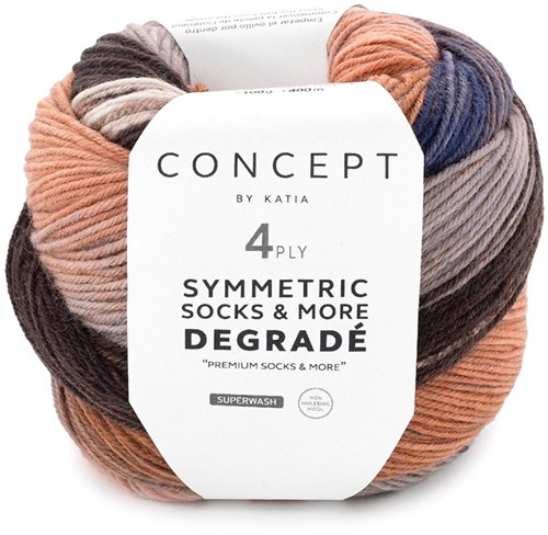 Katia Symmetric Socks & More - Degradé 084 Bruin-Oranje-Blauw
