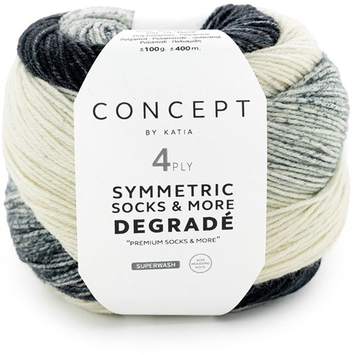 Katia Symmetric Socks & More - Degradé 050 Wit-Zwart