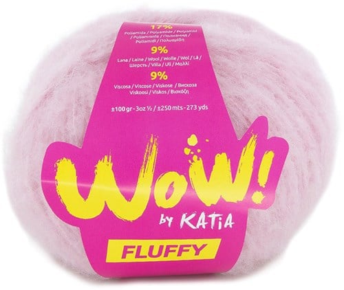 Katia WOW - Fluffy 087 Kauwgom roze