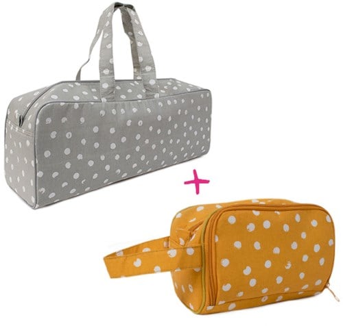 Wolplein Breitas en Haaketui Set 8 Grey Dots/Mustard Dots