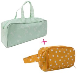 Wolplein Breitas en Haaketui Set 6 Mint Flowers/Mustard Dots