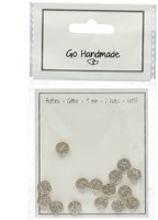Go Handmade Glitter Knopen Goud 9mm (15 stuks)
