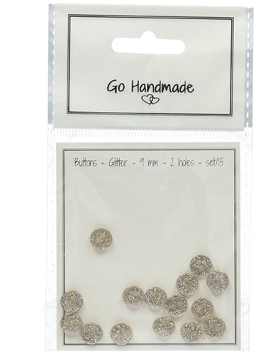 Go Handmade Glitter Knopen Goud 9mm (15 stuks)